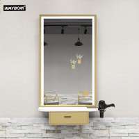 Decorative Antique Cosmetic Bathroom Led Cabinet Makeup Round Console Table With Wall Gold Glass Led Mirror